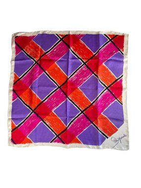 Vintage Elsa Schiaparelli Silk Scarf Geometric Brushstroke Plaid